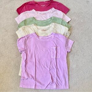 Cat and Jack girls pocket tees bundle of 5, pink purple green magenta tan Medium